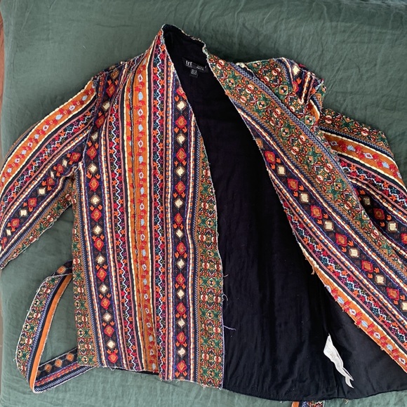 NWOT Zara Embroidered Collarless Jacket Black - Picture 8 of 10